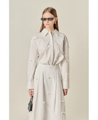 Women's Bow Detailed Drop Shoulder Shirt