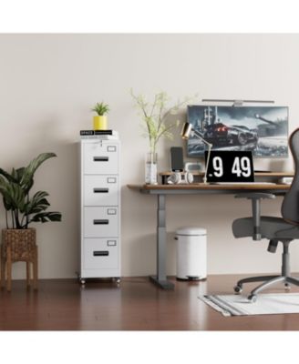 Heavy Duty Steel File Cabinet with 4 Lockable Drawers – Vertical Organizer for A4/Letter/Legal Documents – Independent Locks