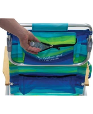 Tommy Bahama 2-Pack 5-Position Classic Lay Flat Backpack Beach Chair with Cooler and Cup Holder, Portable Folding Beach Chair for Tanning, Blue/Green