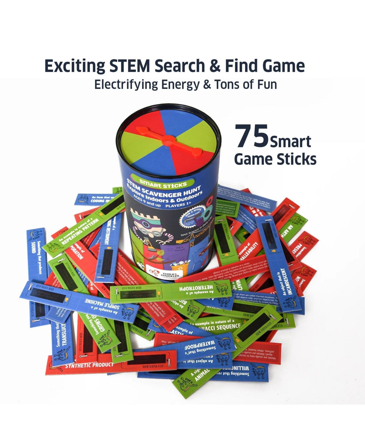Детские игрушки Chalk & Chuckles Smart Sticks Search and Find Science 75-Piece Learning Game, Ages 8+, цвет: Open Miscellaneous — фото 2