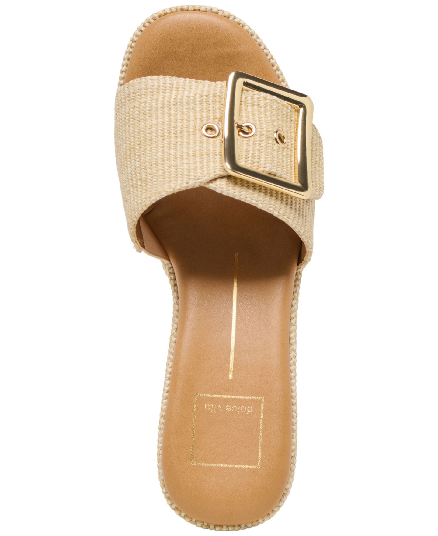 Женские сандалии Dolce Vita Jilian Raffia Buckle Platform Slide Wedge, цвет: Светлый натуральный — фото 4