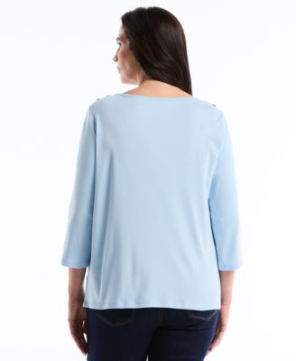 Plus Size Boat Neck Pull-On Top