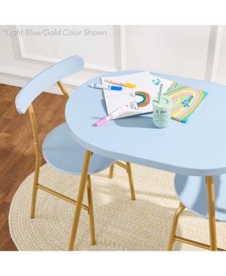 3-Piece Oval Dining Table Set, Modern Small Kitchen Dinette w/ 2 Chairs