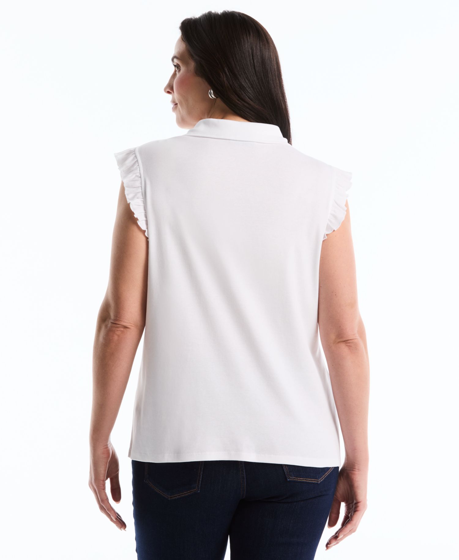 Petite Ruffle Sleeveless Polo Shirt