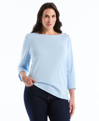 Plus Size Boat Neck Pull-On Top