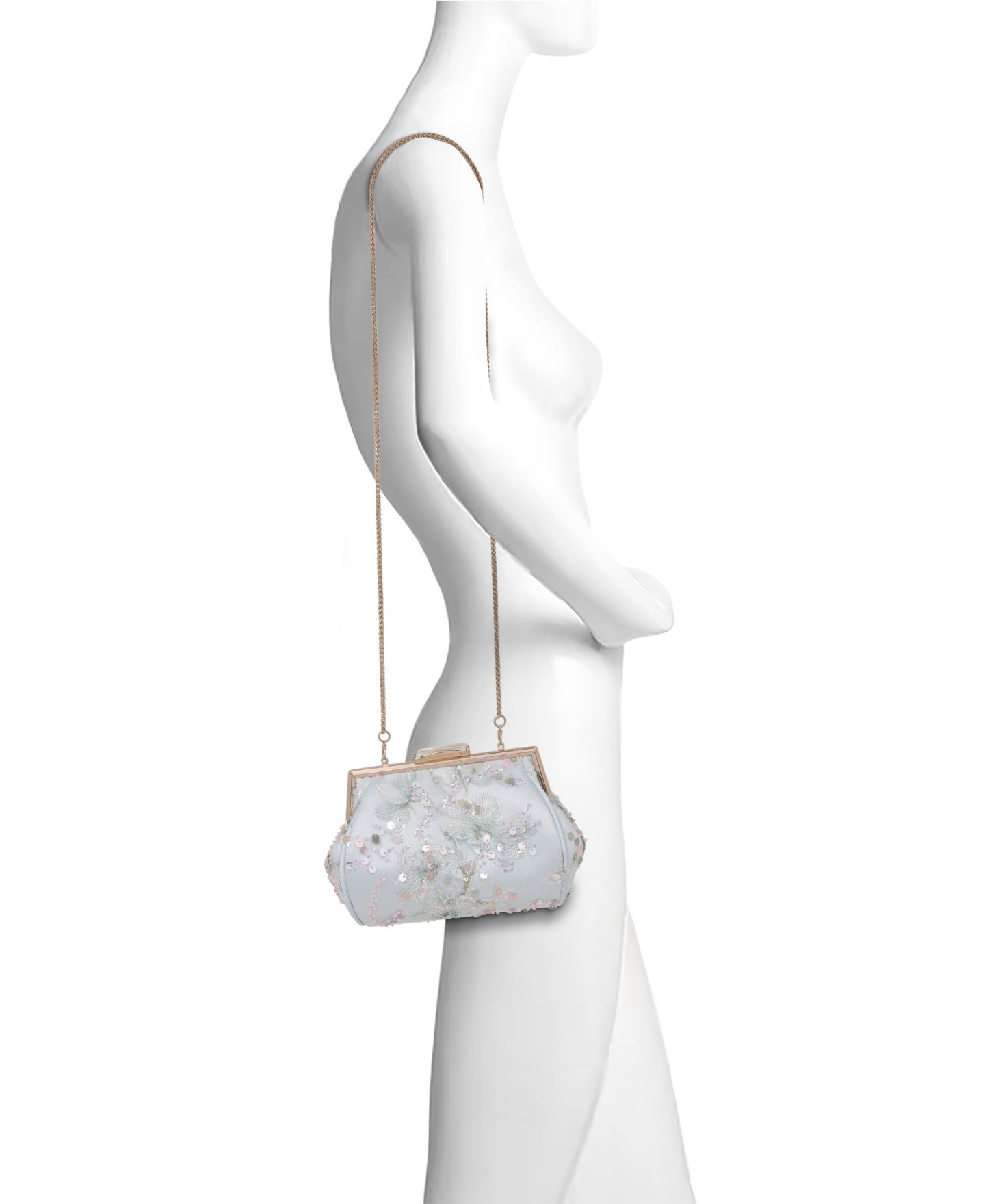 Женский клатч Jewel Badgley Mischka Iris Floral Embroidered and Sequin Signature Pouch Clutch, цвет: Синий — фото 5