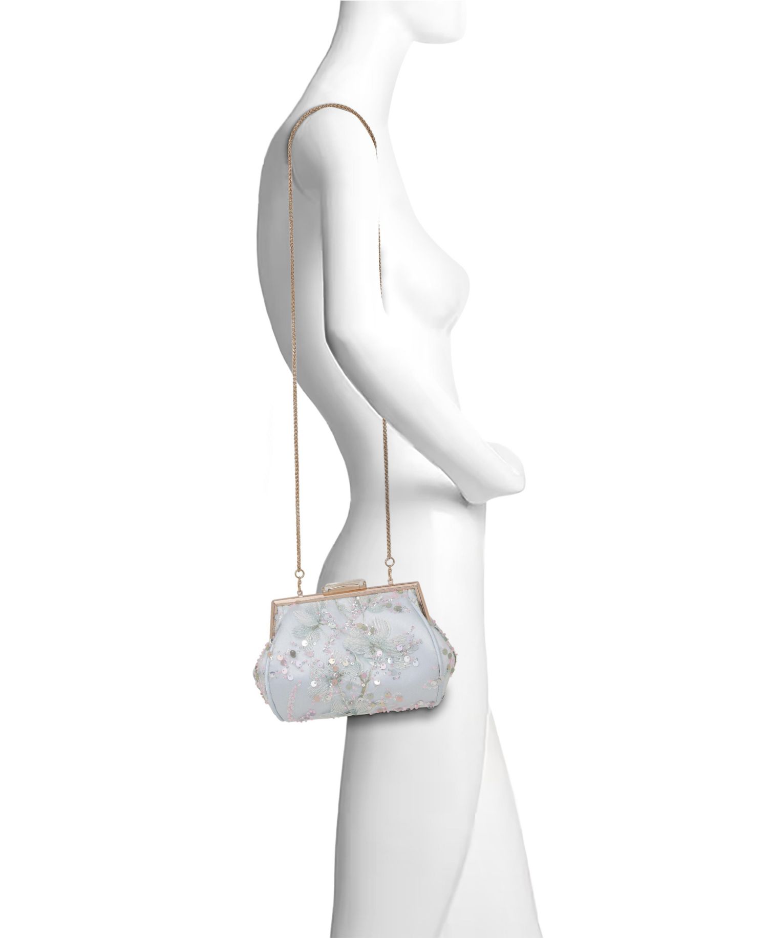 Woman's Iris Floral Embroidered and Sequin Signature Pouch Clutch