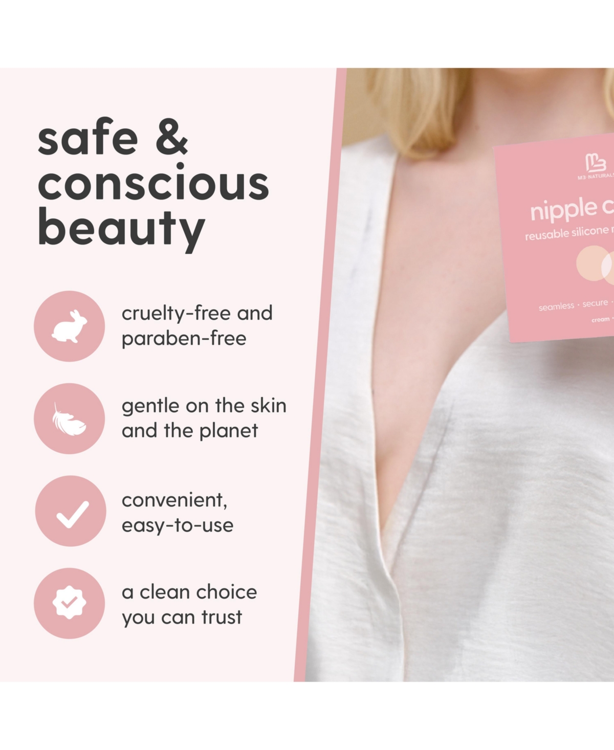 M3 Naturals Women's M3 Silicone Multi-Use Nipple Covers Invisible Boob Pasties | Adhesive Breast Petals | Nipple Stickers for Full Coverage | 1 pack