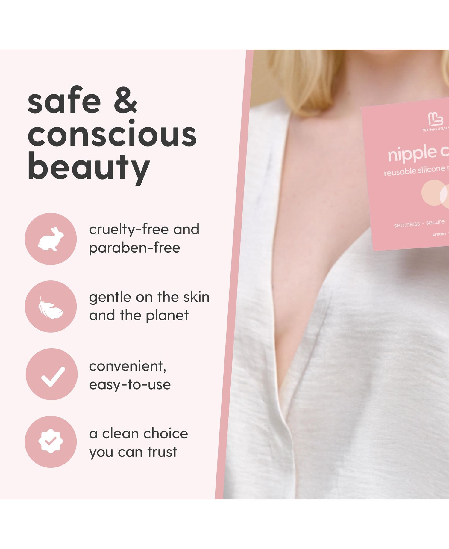 Naturals Women's M3 Silicone Multi-Use Nipple Covers Invisible Boob Pasties | Adhesive Breast Petals | Nipple Stickers for Full Coverage | 1 pack