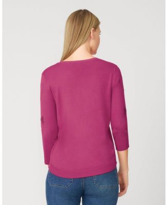 Women's Textured Heart & Bow Knit Top