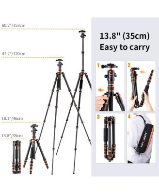 BA225 5-Section Carbon Fiber Tripod/Monopod with 360-Degree Ball Head, 17.6 lbs Capacity