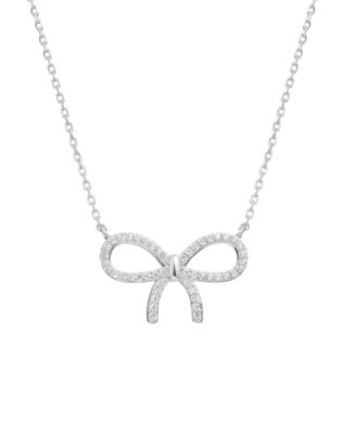 Cubic Zirconia 14k Gold Over Sterling Silver Bow Necklace