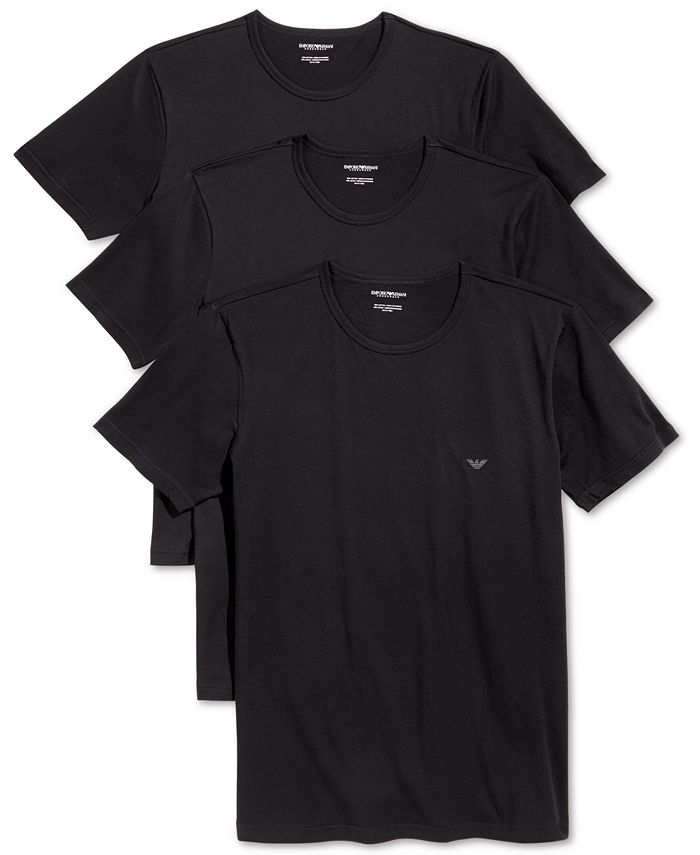 Emporio Armani Men's Underwear, Genuine Cotton Crew Neck T-Shirt 3-Pack ...