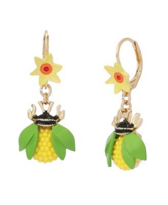 Faux Stone Hothouse Bloom Bee Drop Earrings