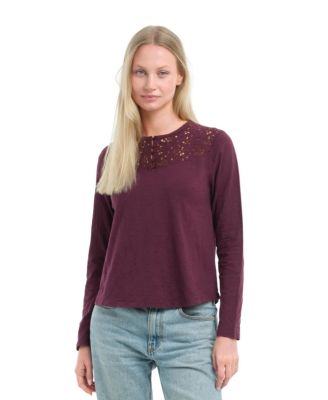 Women's Lace Yoke Henley Tee
