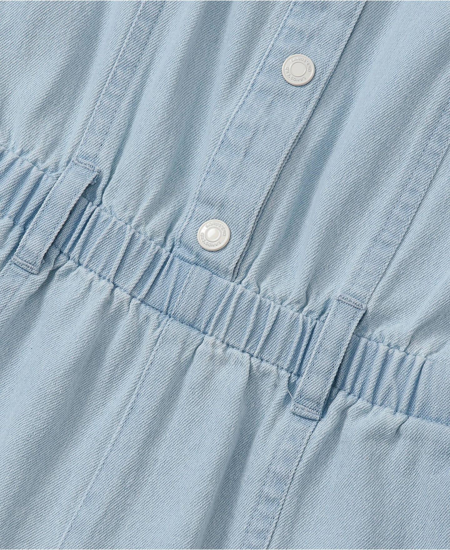Платье Lands' End Lightweight Denim Romper Dress для девочек, цвет: Светлый синий — фото 3
