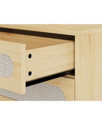 Rattan Drawer Dresser, 3 Wood Drawers Storage Cabinet Dresser for Bedroom, Living Room,Hallway,Bedside,Dining Room,Corridor,Bathroom
