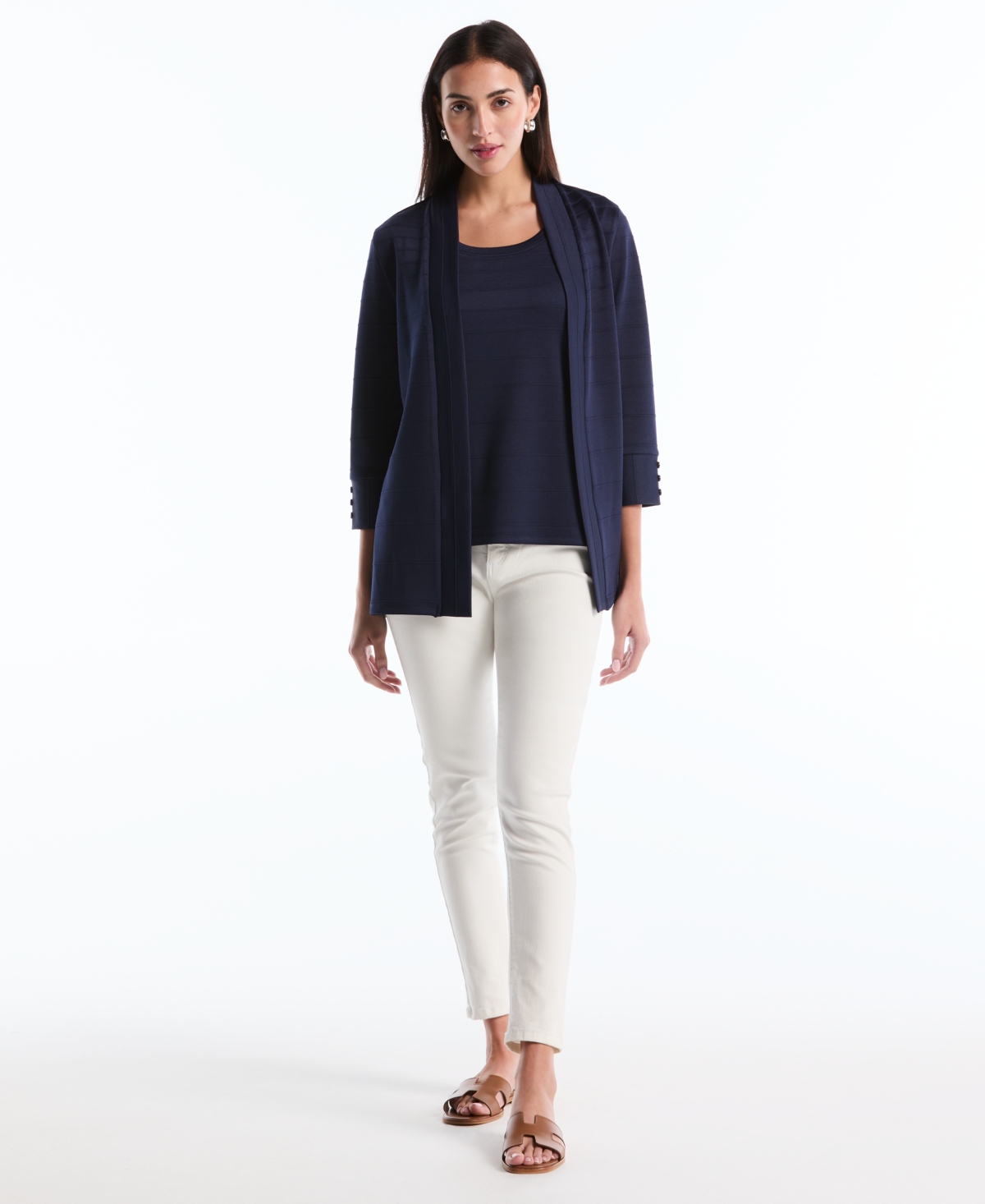 Rafaella Petite Ottoman Knit Cardigan Sweater