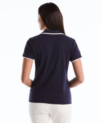 Petite Contrast Trim Johnny Collar Polo Shirt