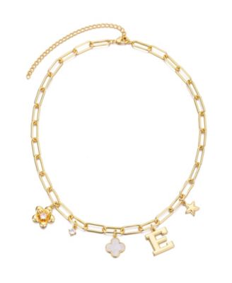 Gold Initial Chunky Charm Necklace