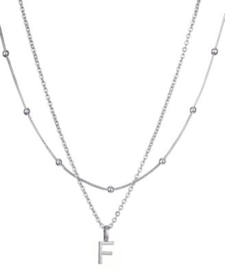 Silver Layered Initial Necklace