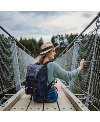 Multi-Functional Waterproof Camera Travel Backpack with Tripod Holder and Laptop Compartment, Large, Blue