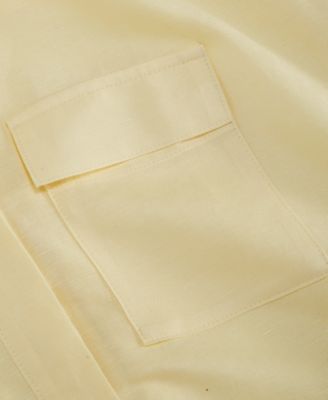 Petite Linen-Blend Short-Sleeve Button-Front Shirt