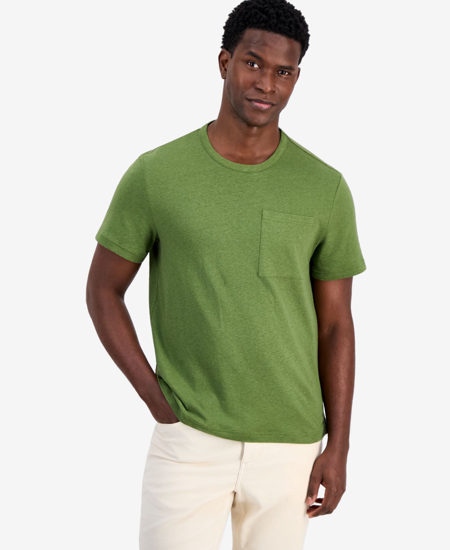 Men's Linen and Cotton Pocket T-Shirt