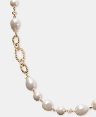 Baroque Imitation Pearl Textured Link 42" Strand Necklace