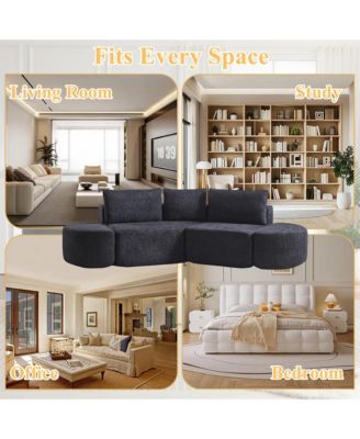 106.3-inch V-Shape Modular Sectional Sofa with Throw Pillows