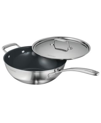 Utsava Tri-Ply Clad Stainless Steel 3.75-Quart Covered Wok
