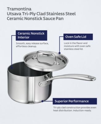 Utsava Tri-Ply Clad Stainless Steel 2.2-Quart Covered Saucepan