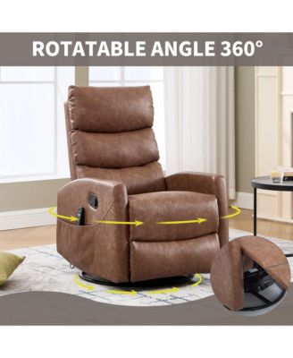 Fabric Rocker & Swivel Manual Recliner Chair with Heat Massage
