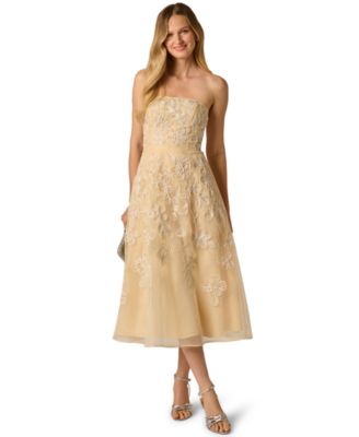 Women's Embroidered Strapless Midi Dress