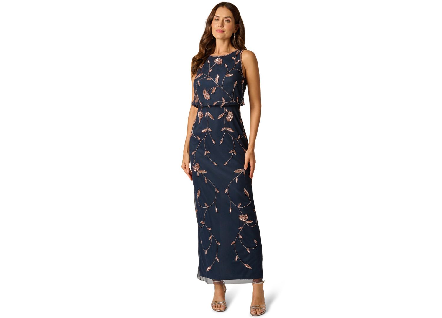 Women's Crew Neck Blouson Long Dress