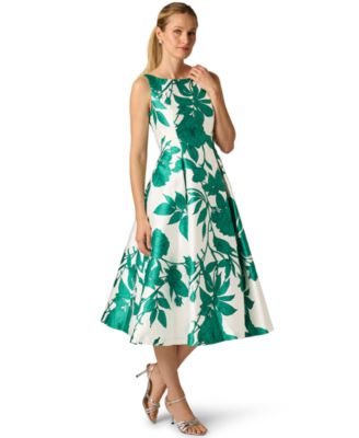 Women's Boat Neck Tea Length Gown