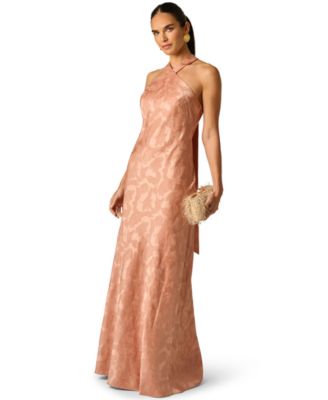 Women's Halter Neck Tail Woven Ball Gown