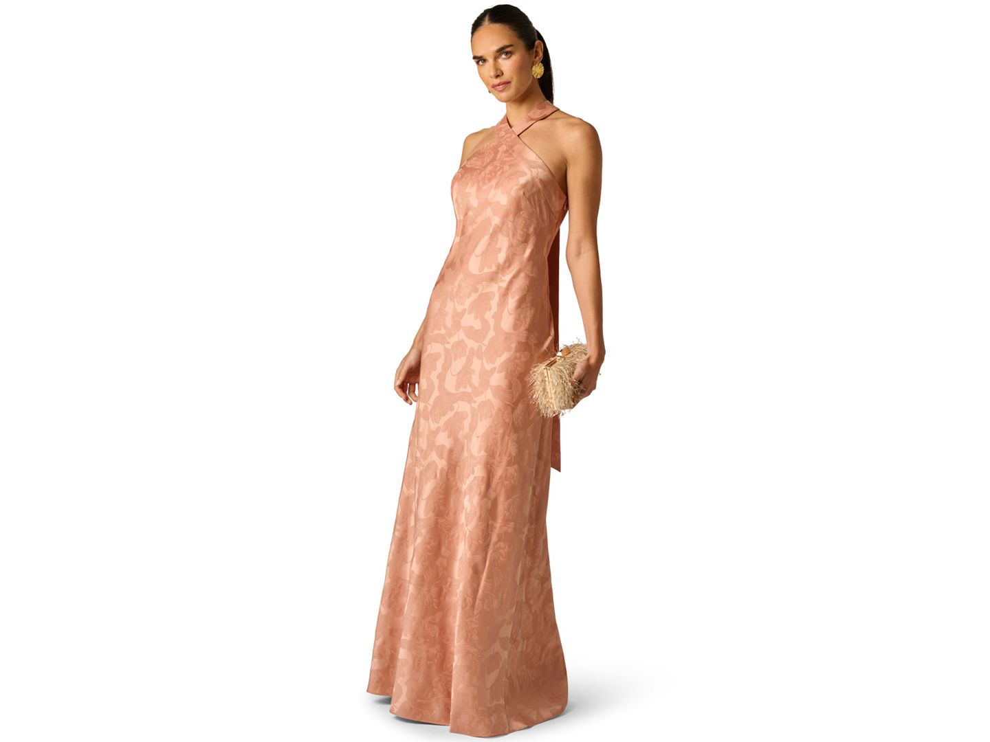 Женское платье Adrianna Halter Neck Tail Woven Ball Gown, цвет: Мокко латте — фото 2