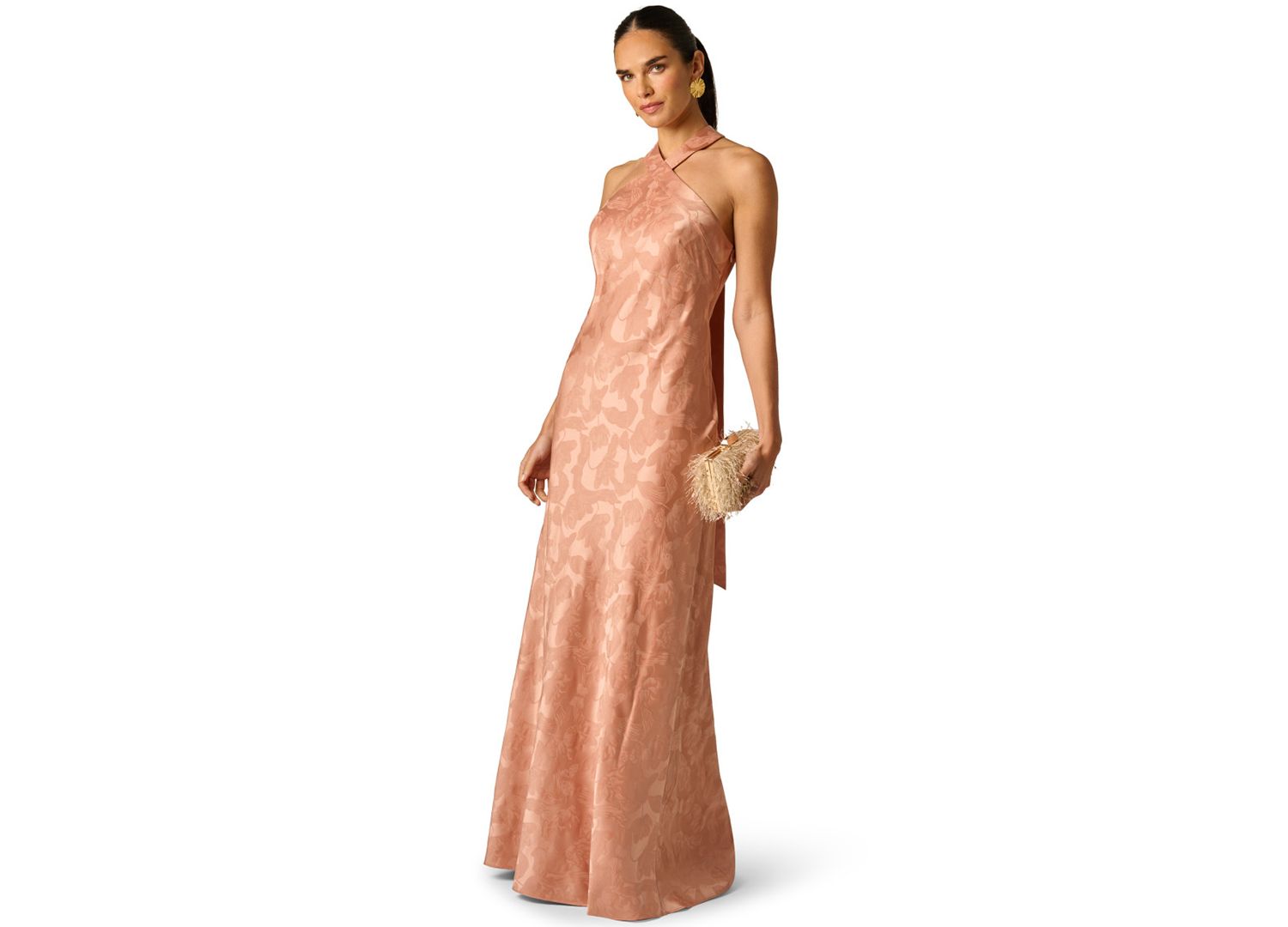 Women's Halter Neck Tail Woven Ball Gown