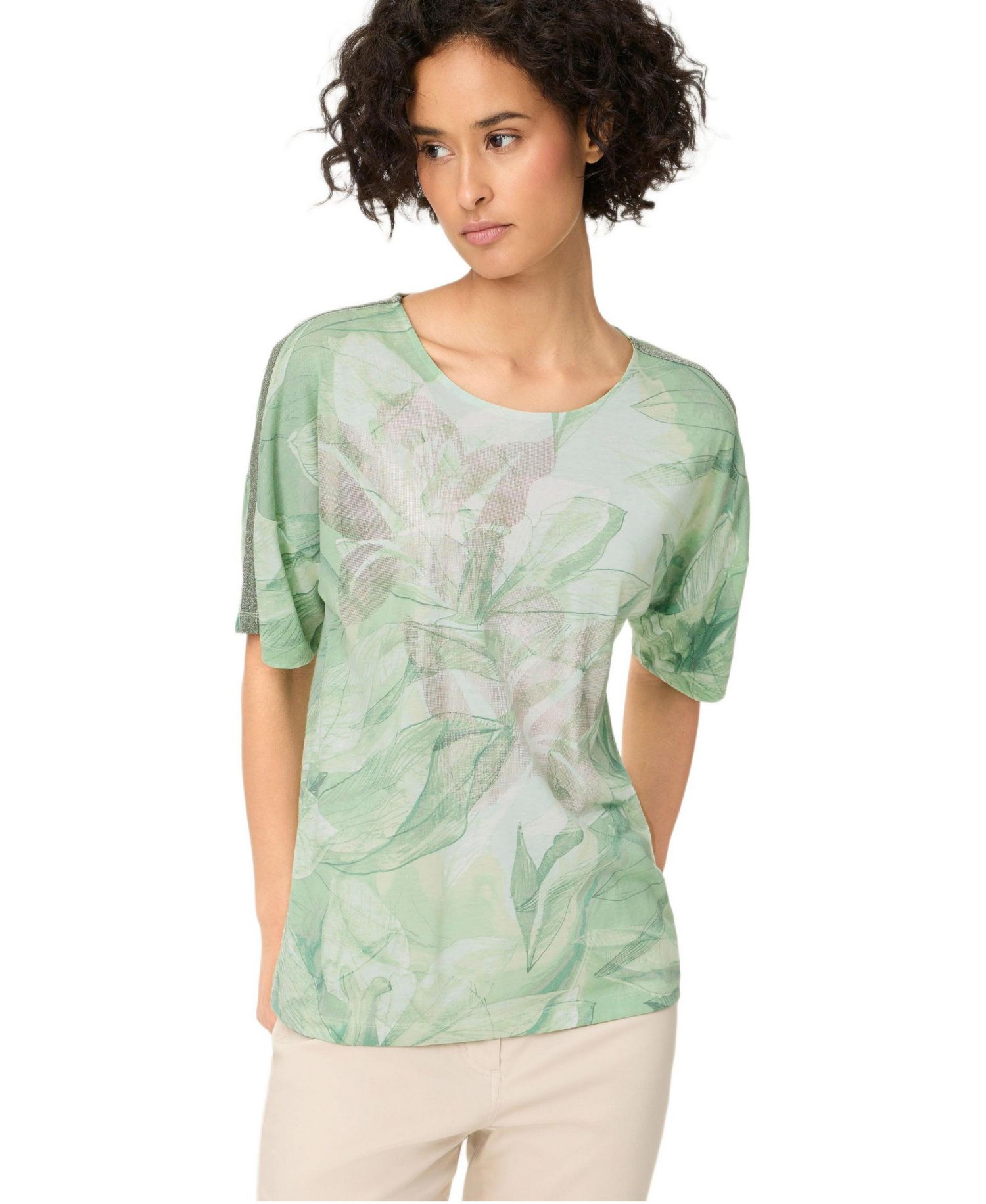 Women’s Leaf Print Jersey T-Shirt