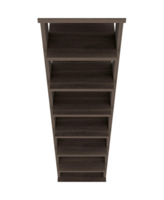 Ivonny 7-Tier Tall Vertical Shoe Rack, Freestanding Organizer with Open Shelves, Gray Walnut
