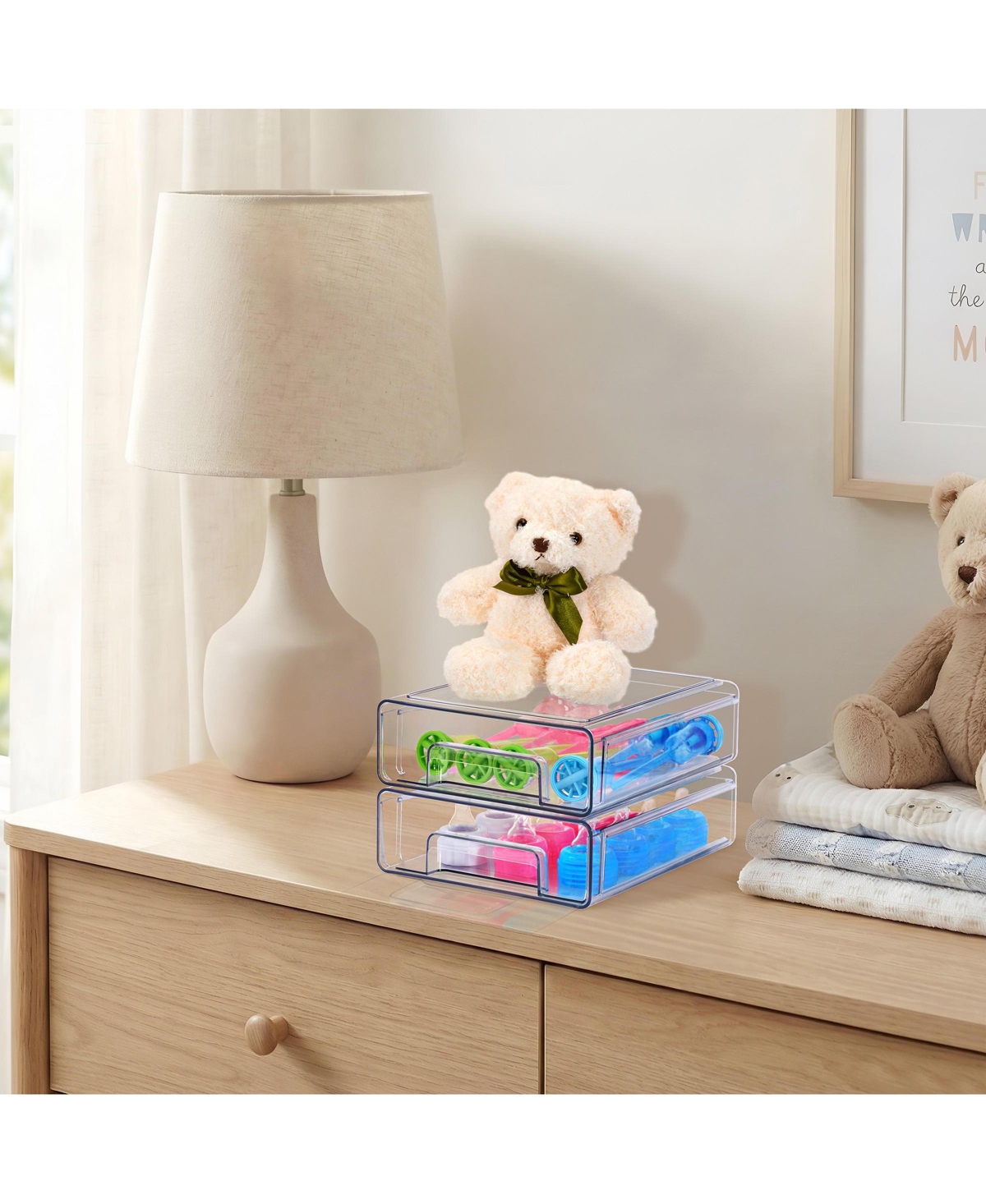 Sorbus -Pack Clear Stackable Storage Drawers Case with Handles - for Bathroom, Closet, Pantry, Cabinet