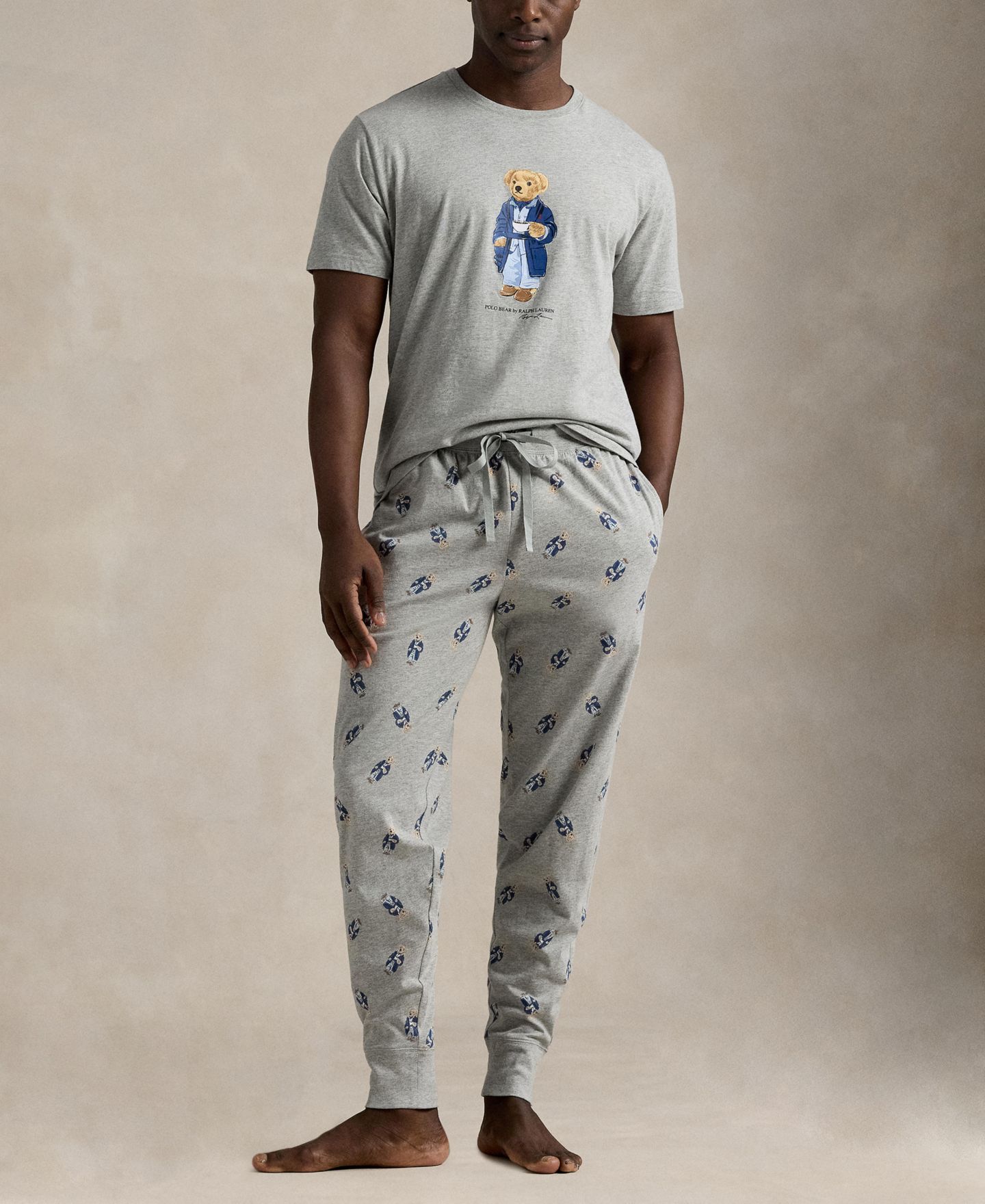 Пижамный комплект для мужчин, 2 предмета — Polo Ralph Lauren, цвет: Меланжевый — фото 1
