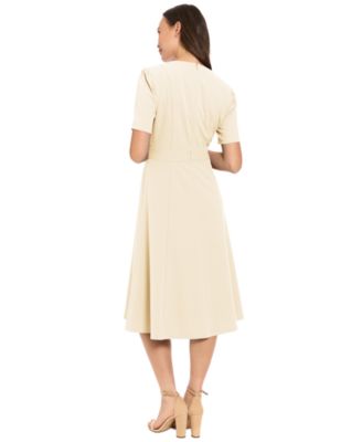 Women's V-Neck Side Tab Midi Dress