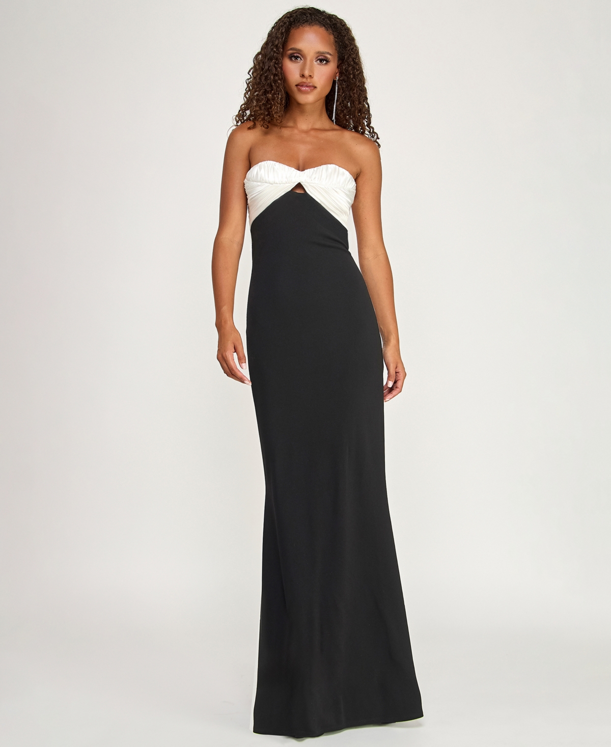 City Studios Juniors' Scuba Crepe Pleated Bust Gown
