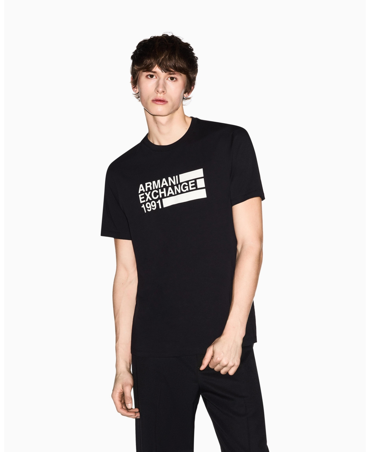 A|X Armani Exchange Men's Short Sleeve Logo T-Shirt - Black