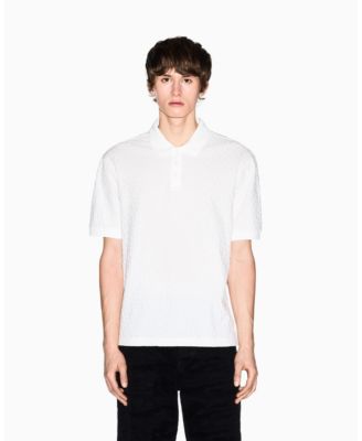 Men's Short Sleeve Mercerized Cotton All Over Logo Print Polo Shirt