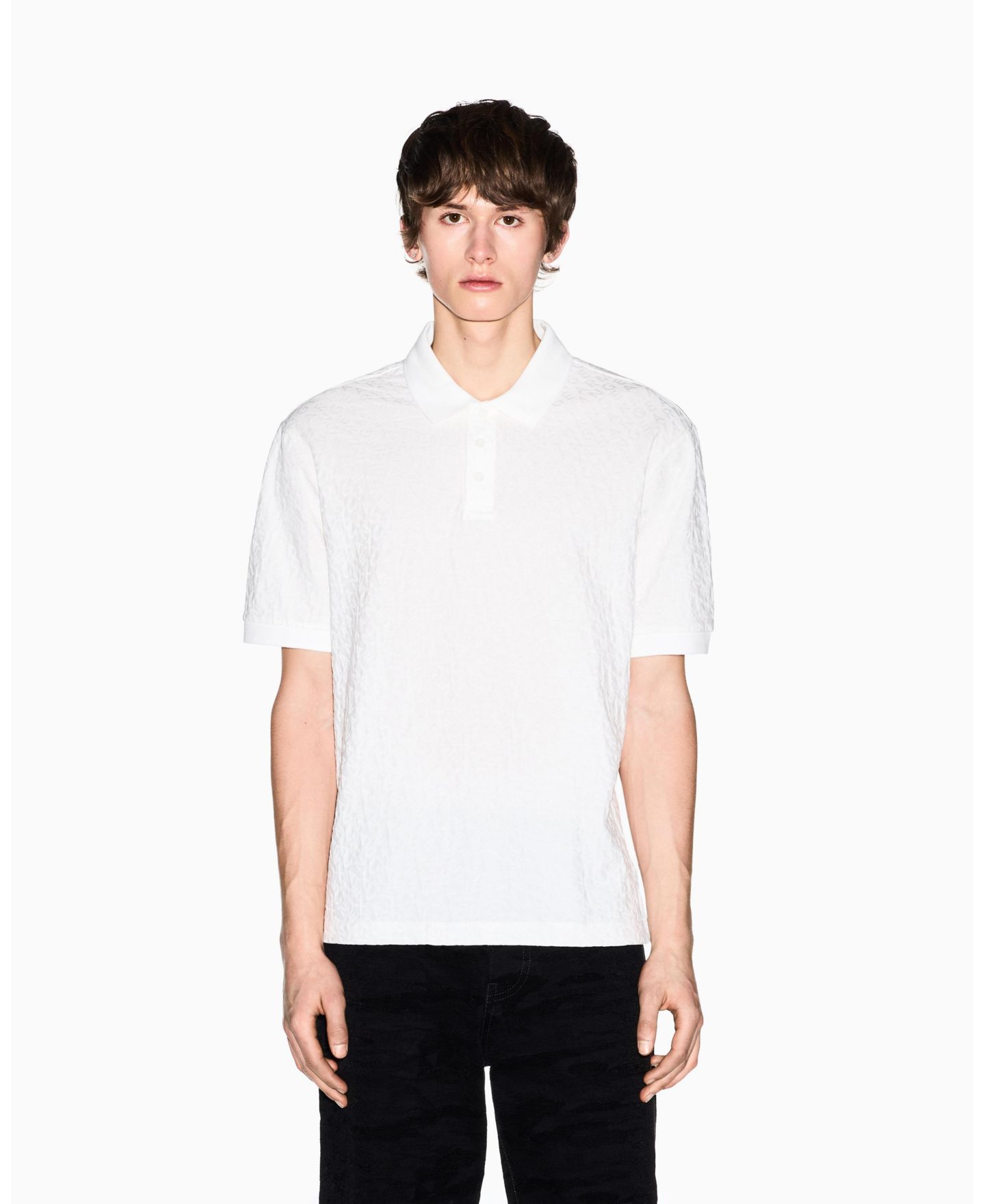 Мужское поло A|X Armani Exchange Short Sleeve Mercerized Cotton All Over Logo Print Polo Shirt, цвет: Молочный белый — фото 1