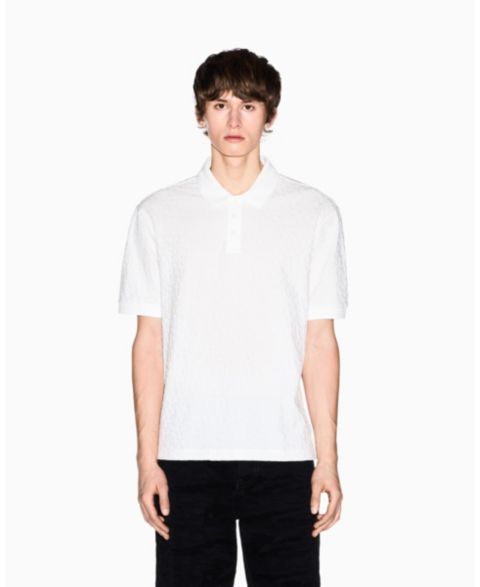 Мужское поло A|X Armani Exchange Short Sleeve Mercerized Cotton All Over Logo Print Polo Shirt, цвет: Молочный белый