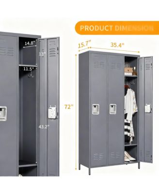 3-Door Steel Employee Locker with Spacious Storage for Various Uses